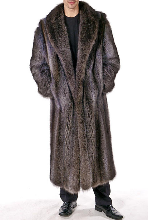 S 6X New winter men's clothing High quality luxury fur overcoat full leather imi