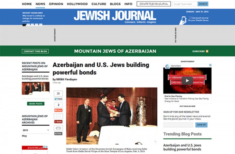 Jewish Journal опубликовало статью о связях еврейских общин Азербайджана и Лос-Анджелеса