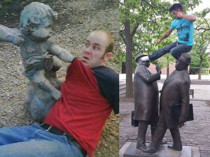 35 человек, которые использовали статуи самым потрясающим способом