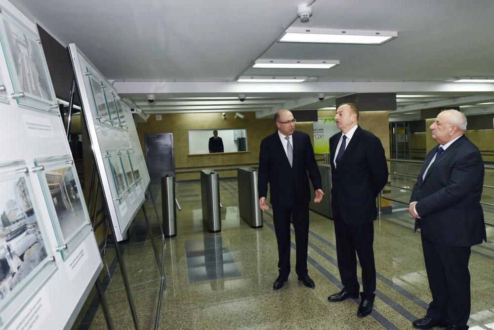 Президент Ильхам Алиев принял участие в открытии второго выхода станции метро «Эльмляр Академиясы»