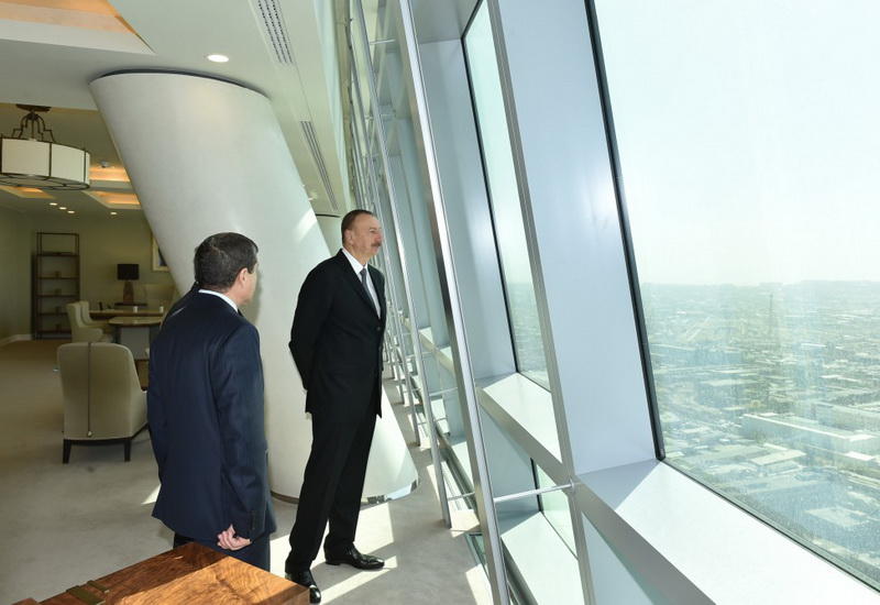 Президент Ильхам Алиев принял участие в открытии нового административного здания SOCAR