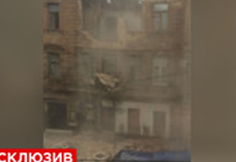 Первые секунды обрушения дома в Ростове