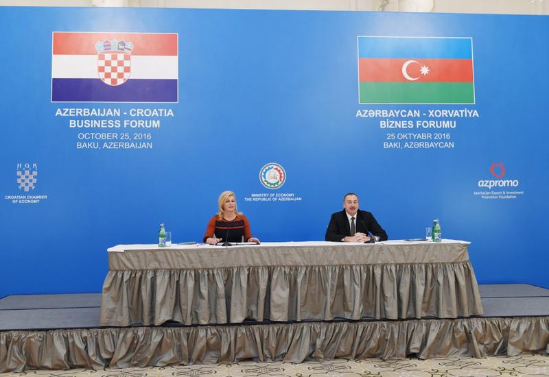 Президенты Азербайджана и Хорватии приняли участие в двустороннем бизнес-форуме в Баку