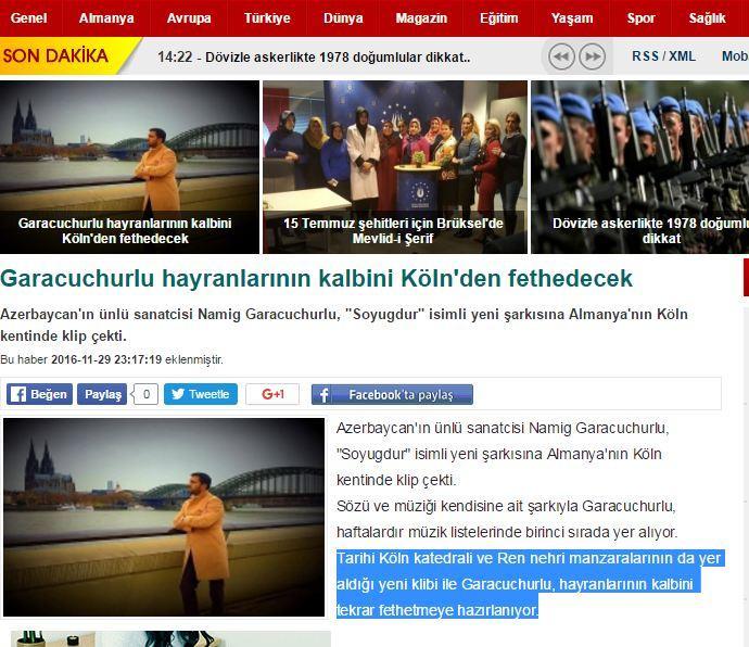 Türkiyə mediası Namiq Qaraçuxurludan yazdı