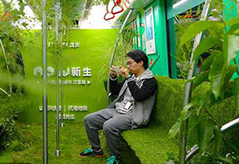 В китайском метро запустили вагон с садом внутри