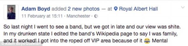 Британец попал на концерт любимой группы, исправив статью в "Википедии"