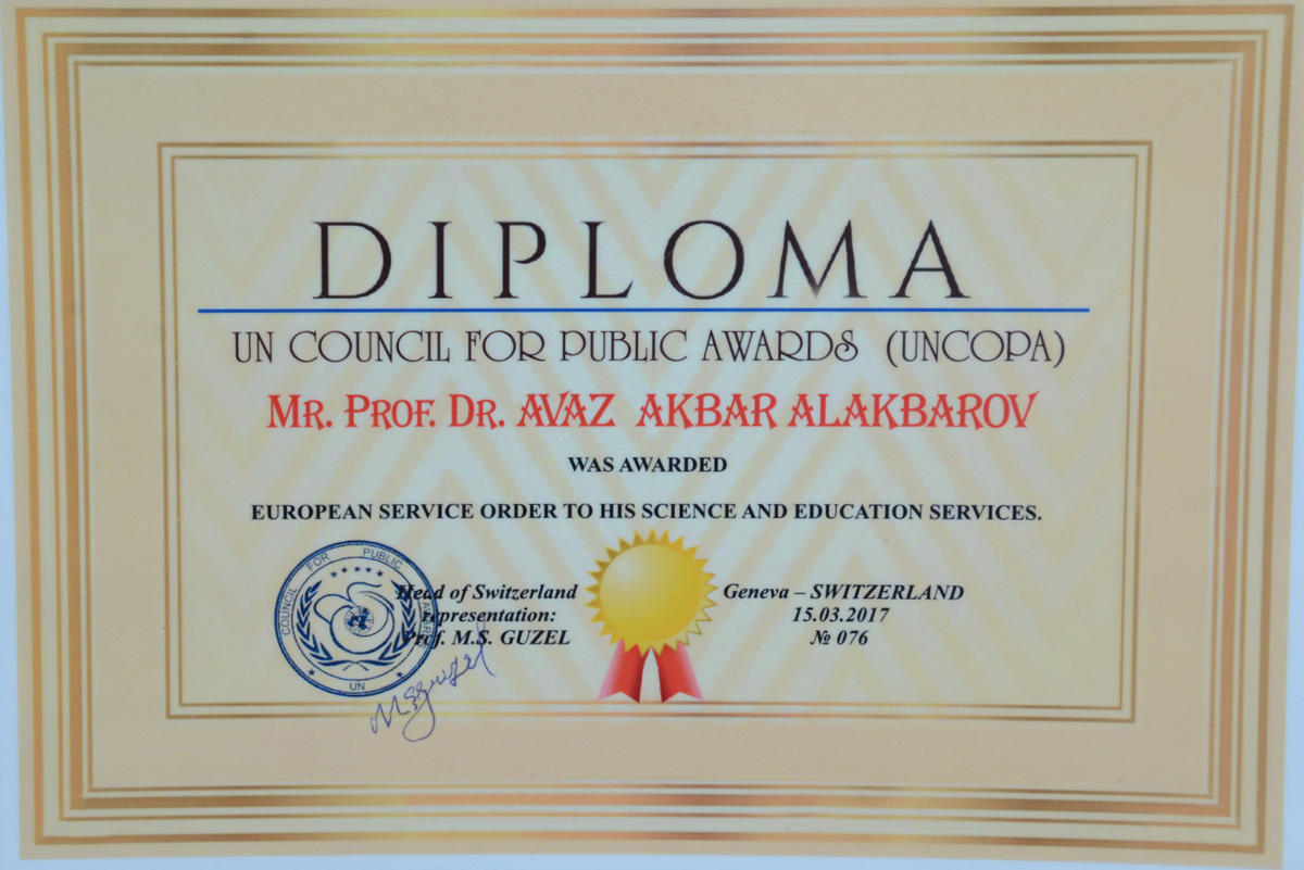 Азербайджанский профессор получил премию ООН