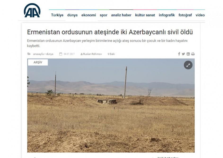 Турецкие СМИ: Агрессорская Армения – убийца детей
