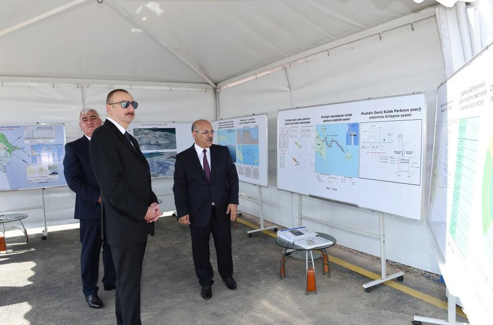 Президент Ильхам Алиев принял участие в открытии солнечной электростанции и заложил фундамент ферм по разведению рыбы в Пираллахинском районе