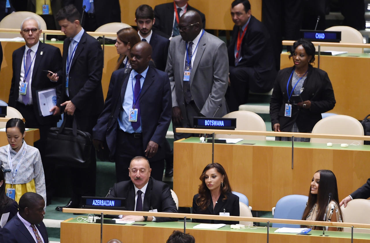 Президент Ильхам Алиев и его супруга Мехрибан Алиева приняли участие в открытии общих обсуждений в штаб-квартире ООН