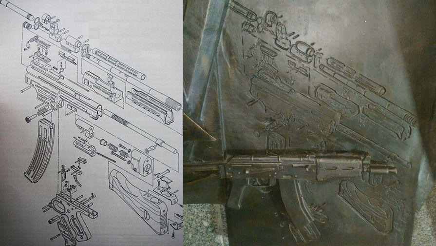 На памятнике Калашникову нашли чертеж немецкой винтовки