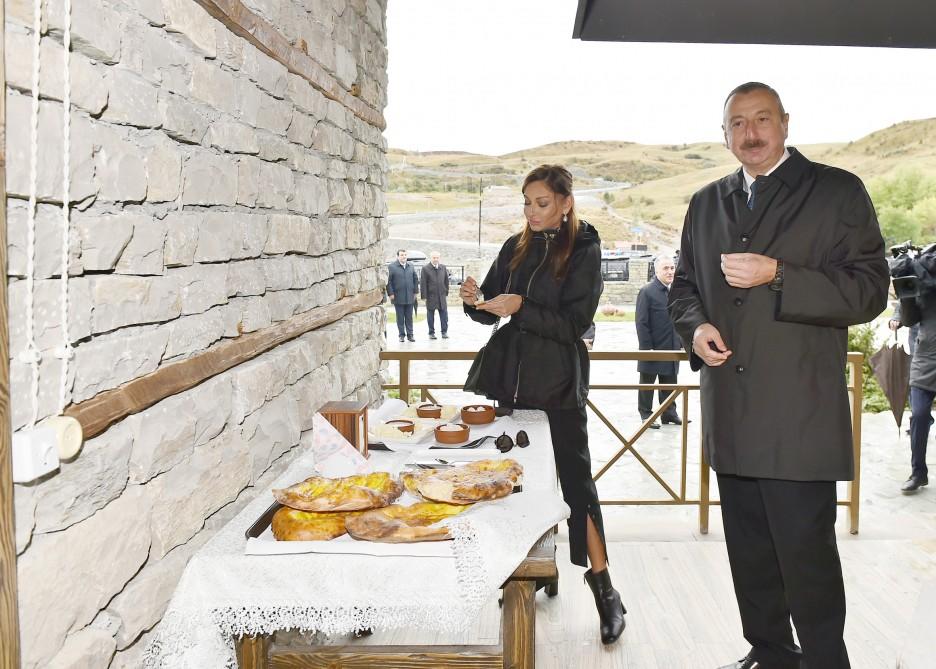 Президент Ильхам Алиев и его супруга Мехрибан Алиева посетили ряд объектов в Шамахинском районе