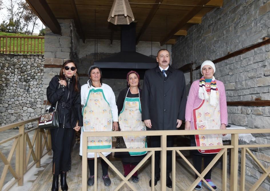 Президент Ильхам Алиев и его супруга Мехрибан Алиева посетили ряд объектов в Шамахинском районе