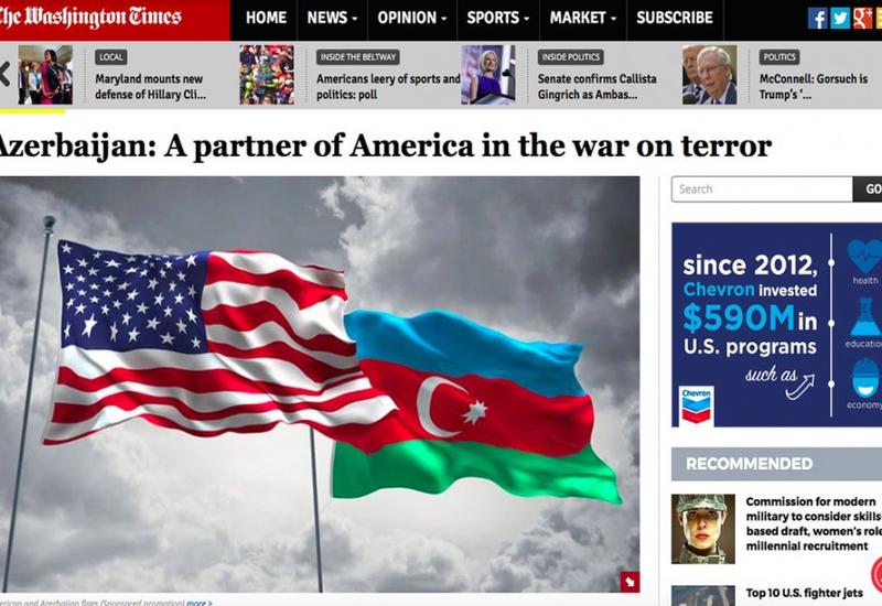 The Washington Times: Азербайджан - партнер США в борьбе против терроризма