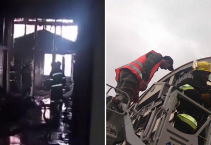 Новые кадры пожара в бакинском бизнес-центре