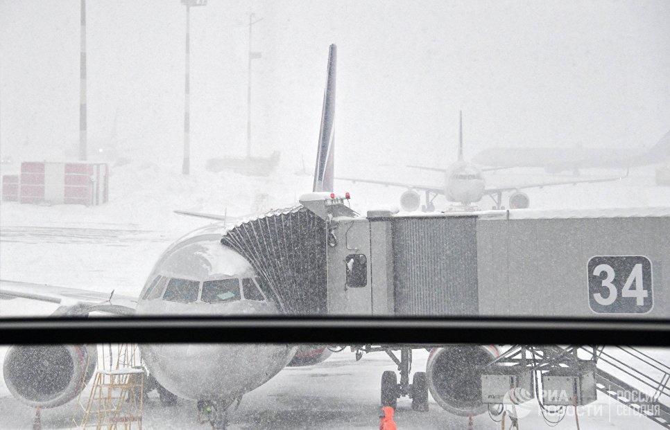 В аэропортах Москвы из-за снегопада отменили и задержали 60 рейсов