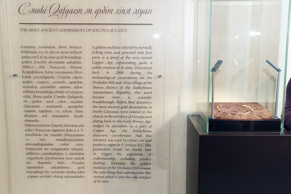 В Центре Гейдара Алиева представлено самое древнее ювелирное украшение Южного Кавказа эпохи энеолита