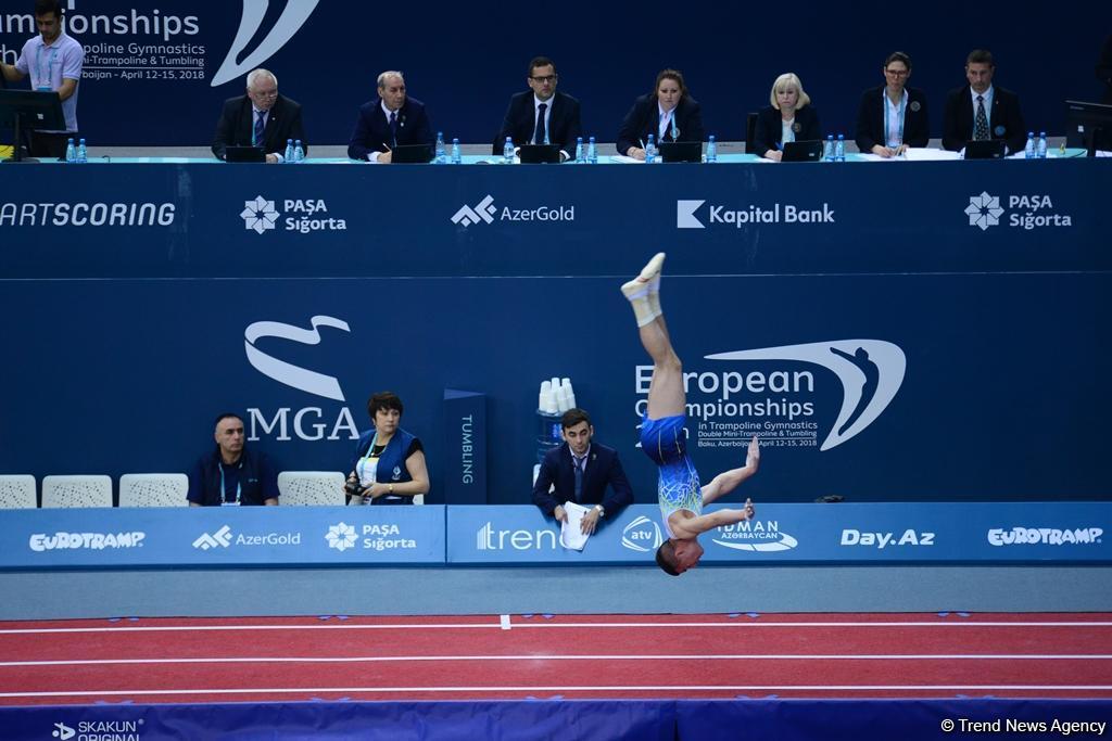 В Баку стартовал последний  день соревнований XXVI Чемпионата Европы по прыжкам на батуте, двойном мини-батуте и акробатической дорожке