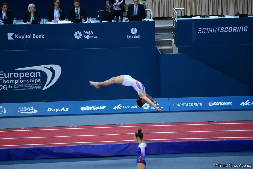 В Баку стартовал последний  день соревнований XXVI Чемпионата Европы по прыжкам на батуте, двойном мини-батуте и акробатической дорожке