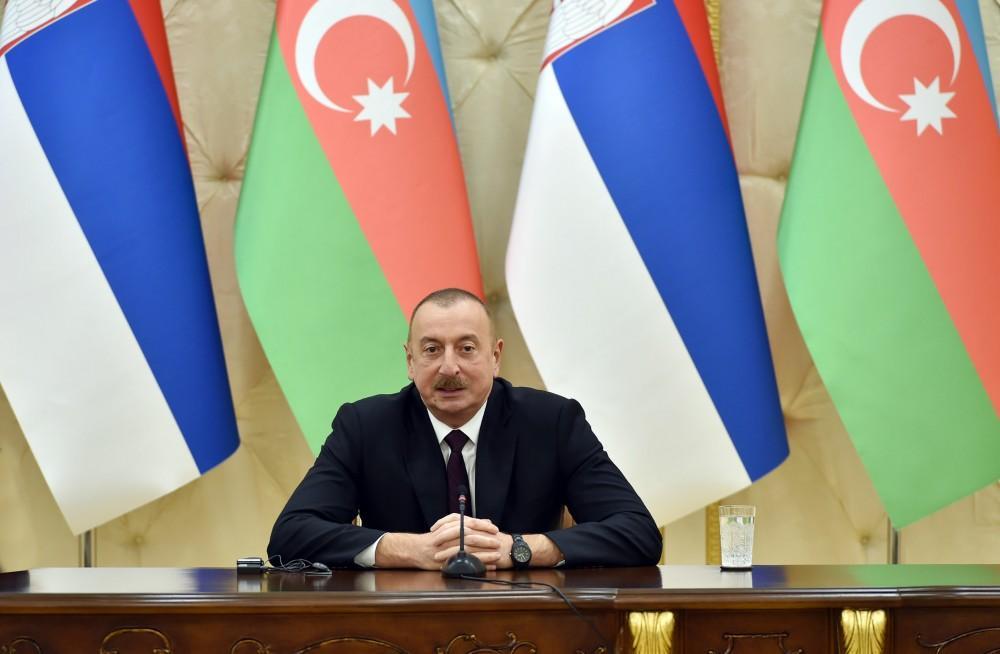 Президент Ильхам Алиев: Конфликты, с которыми столкнулись Азербайджан и Сербия, должны быть решены в рамках территориальной целостности стран