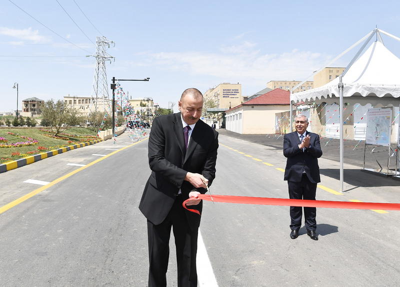 Президент Ильхам Алиев принял участие в открытии автодороги Локбатан-Гобу в Гарадагском районе