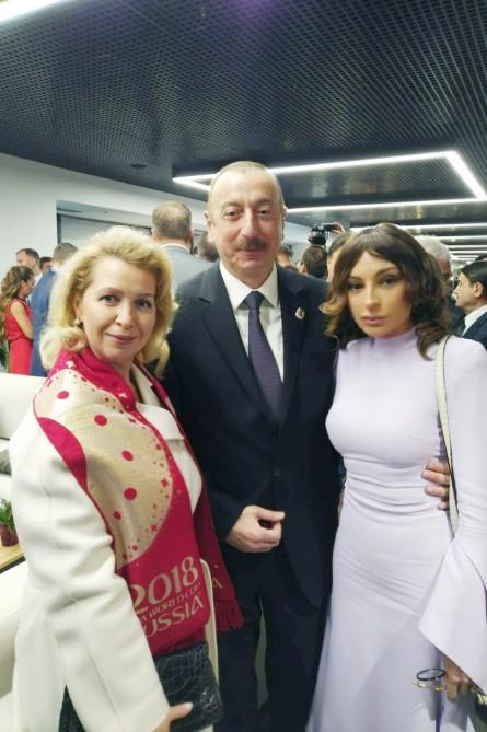 Президент Ильхам Алиев и Первая леди Мехрибан Алиева приняли участие в церемонии открытия чемпионата мира по футболу в Москве