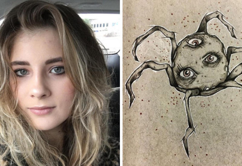 Девушке в 17 лет поставили диагноз «шизофрения», и вот как она рисует свои галлюцинации