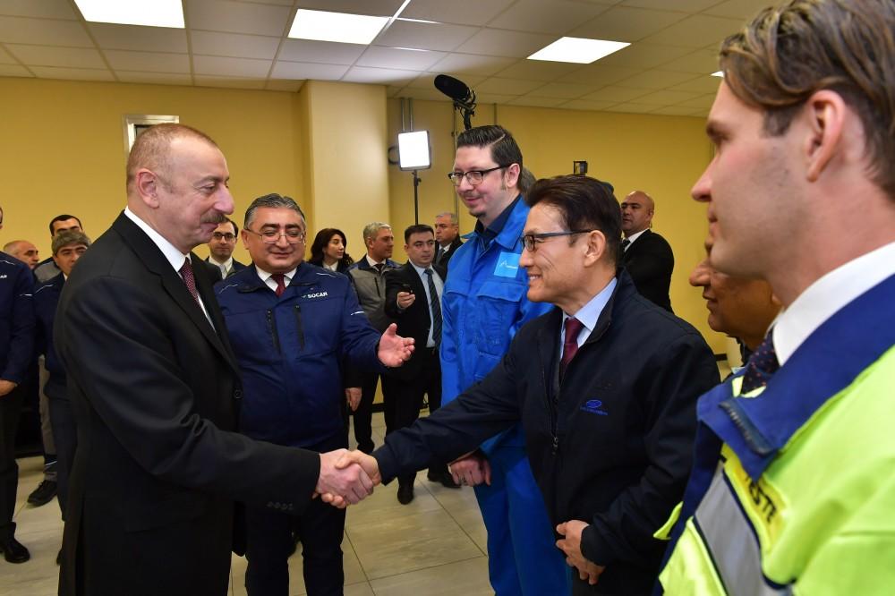Президент Ильхам Алиев принял участие в открытии завода «SOCAR карбамид»