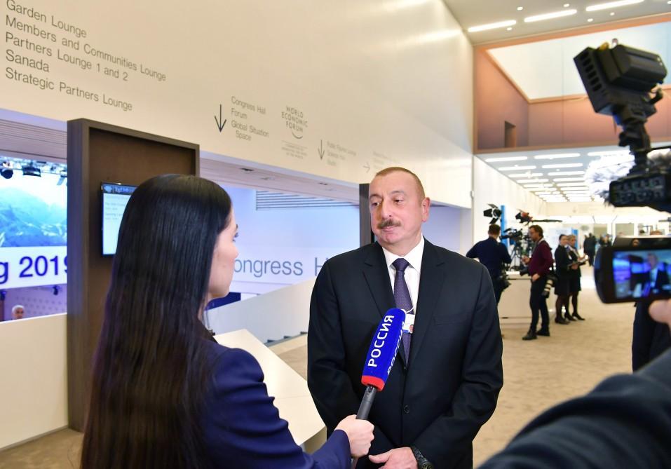 Президент Ильхам Алиев в Давосе дал интервью телеканалу "Россия 1"
