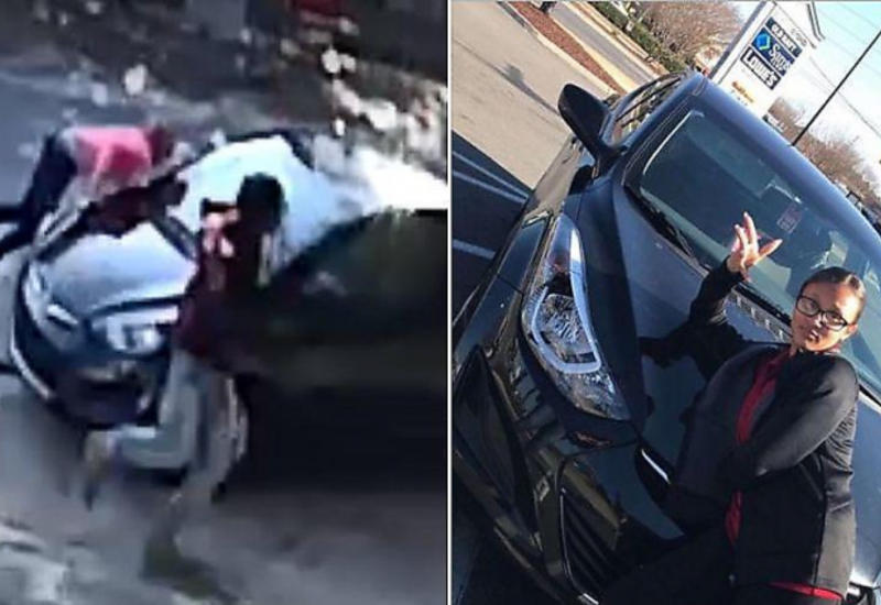 Женщина сбила разлучницу и сделала селфи на фоне поврежденного автомобиля