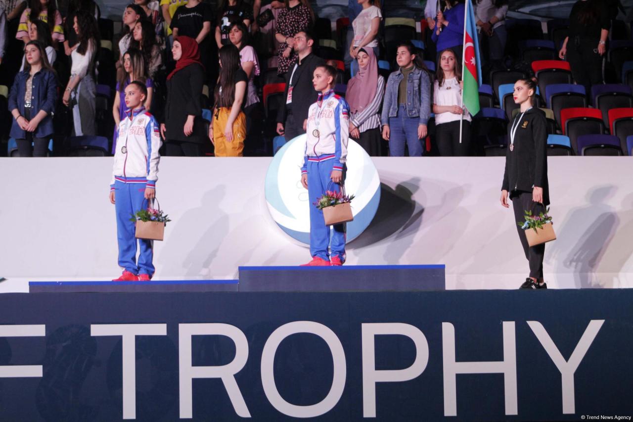 Состоялась церемония награждения гимнасток по итогам многоборья на Кубке мира в Баку
