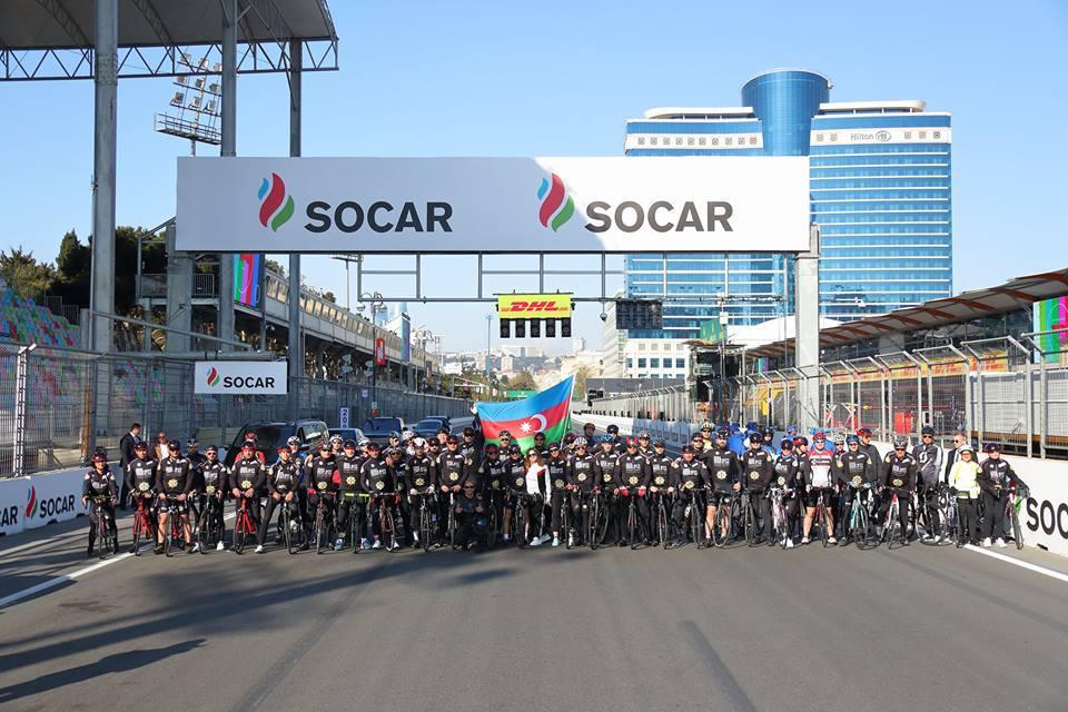 На гоночной трассе Гран-при Формулы-1 Азербайджан состоялся велопробег