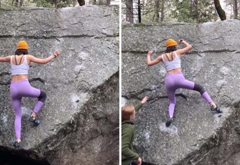 Талантливая спортсменка удивила друзей, вскарабкавшись на скалу без рук