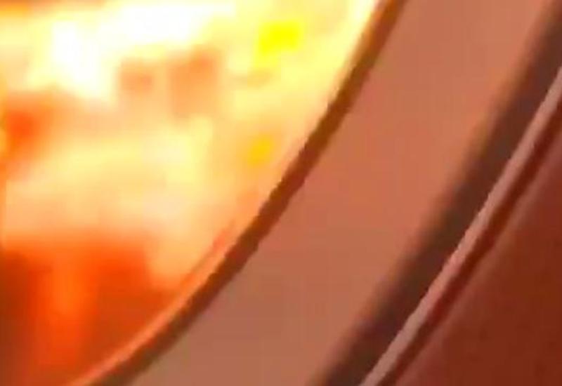 Появились кадры пожара в Шереметьеве изнутри горящего самолёта