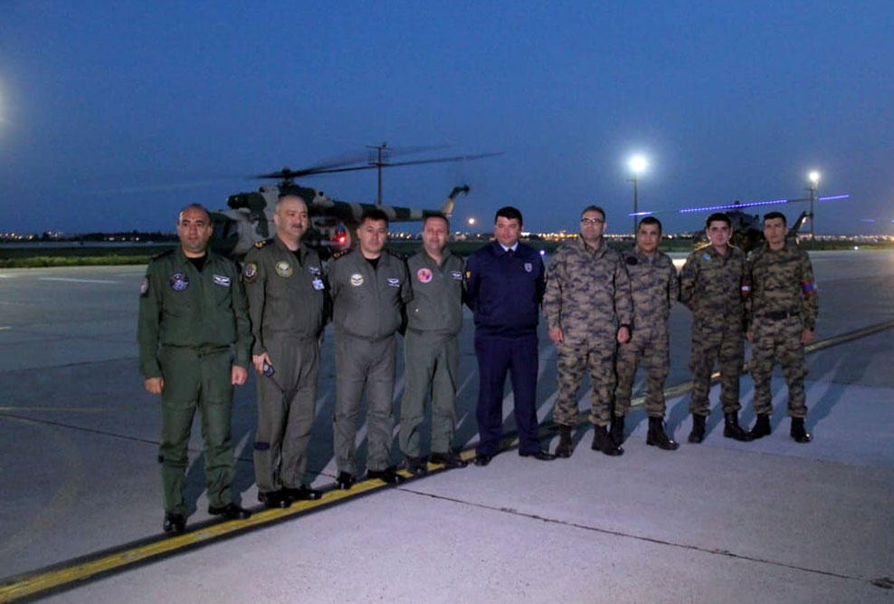 Военные вертолеты Азербайджана на военных учениях в Турции