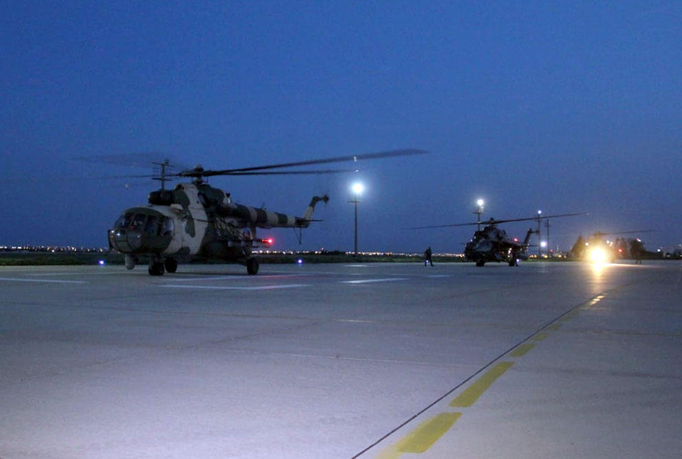 Военные вертолеты Азербайджана на военных учениях в Турции