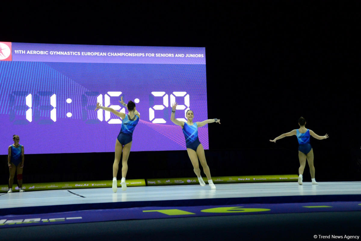 В Национальной арене гимнастики прошли подиумные тренировки участников Чемпионата Европы по аэробной гимнастике в Баку