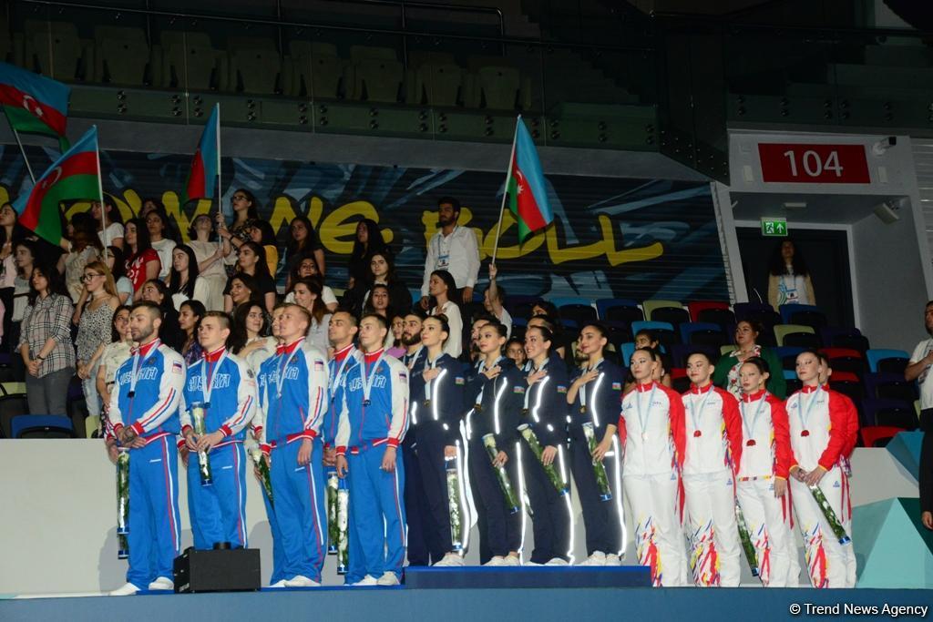 В Баку прошла церемония награждения победителей Чемпионата Европы в составах трио, групп и программе аэро-данс