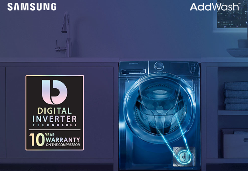 Samsung Add Wash с технологией Digital İnverter – экономная стирка, отличный результат.