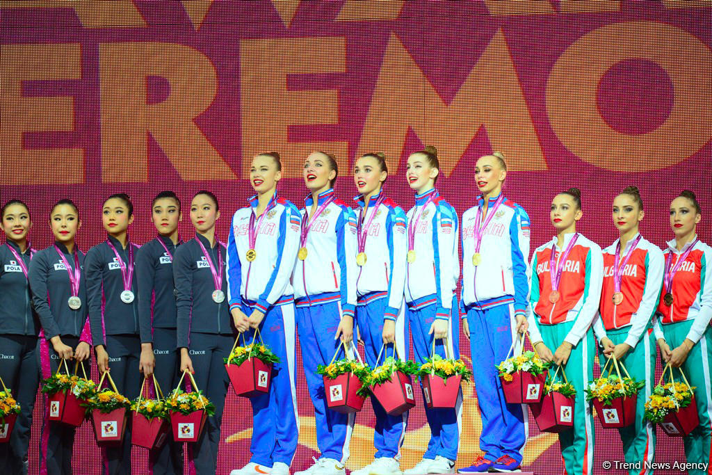 В Баку прошла церемония награждения победителей Чемпионата мира по художественной гимнастике