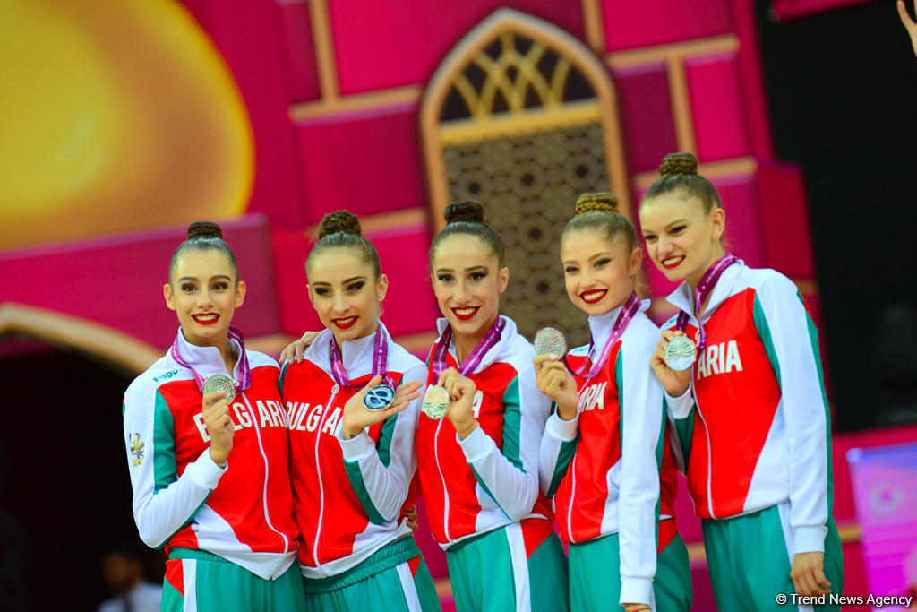 В Баку прошла церемония награждения победителей и призеров Чемпионата мира в групповых упражнениях