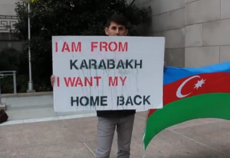 Азербайджанцы США протестуют против карабахских сепаратистов в Вашингтоне