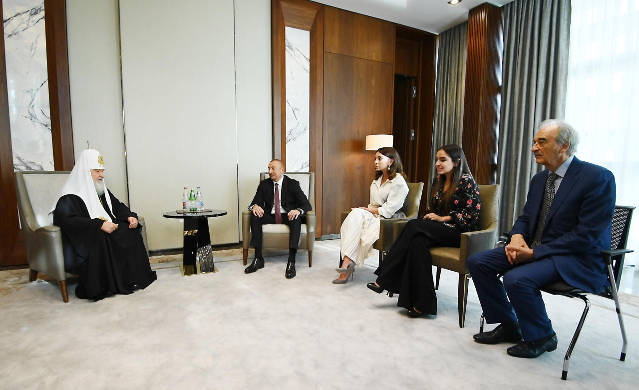 Президент Ильхам Алиев и Первая леди Мехрибан Алиева встретились с Патриархом  Московским и всея Руси Кириллом