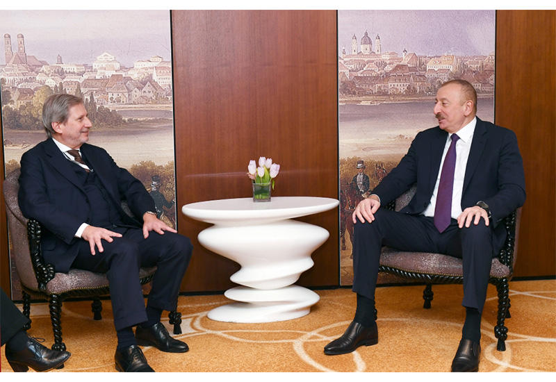 В Мюнхене состоялась встреча Президента Ильхама Алиева с комиссаром Евросоюза Йоханнесом Ханом