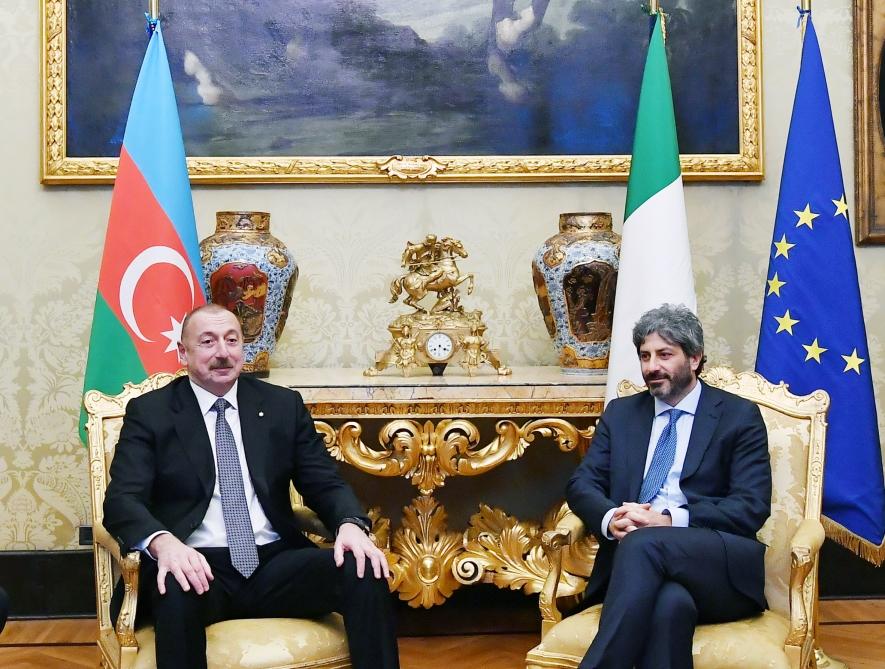 Президент Ильхам Алиев встретился в Риме с председателем Палаты депутатов Италии