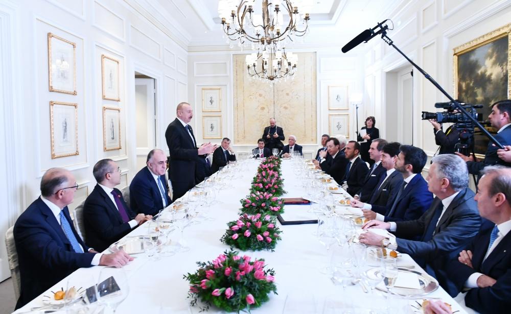 Президент Ильхам Алиев провел рабочий обед с руководителями крупнейших компаний Италии