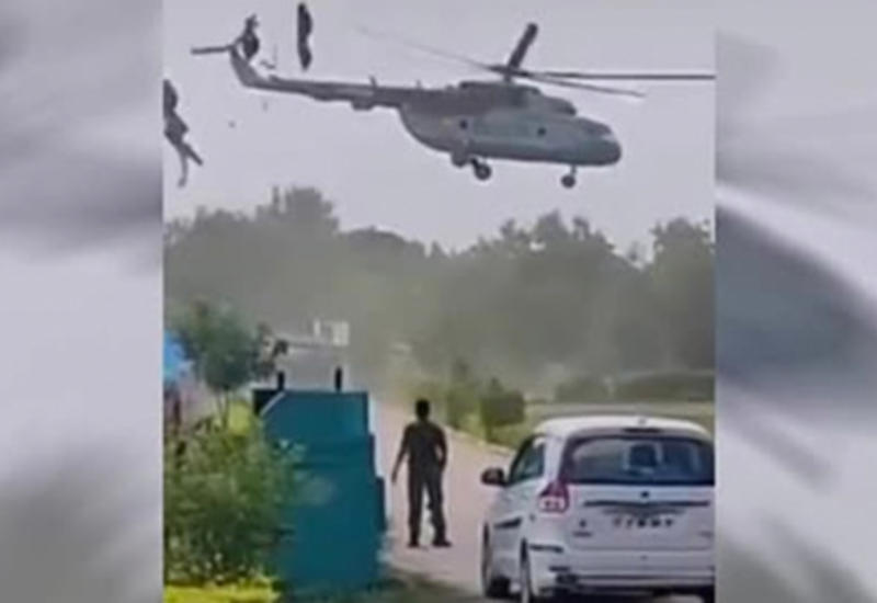 В Индии засняли опасную посадку вертолета Ми-8