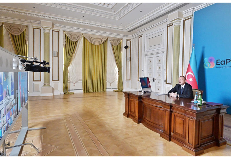 Президент Ильхам Алиев в формате видеоконференции принял участие в саммите стран Восточного партнерства