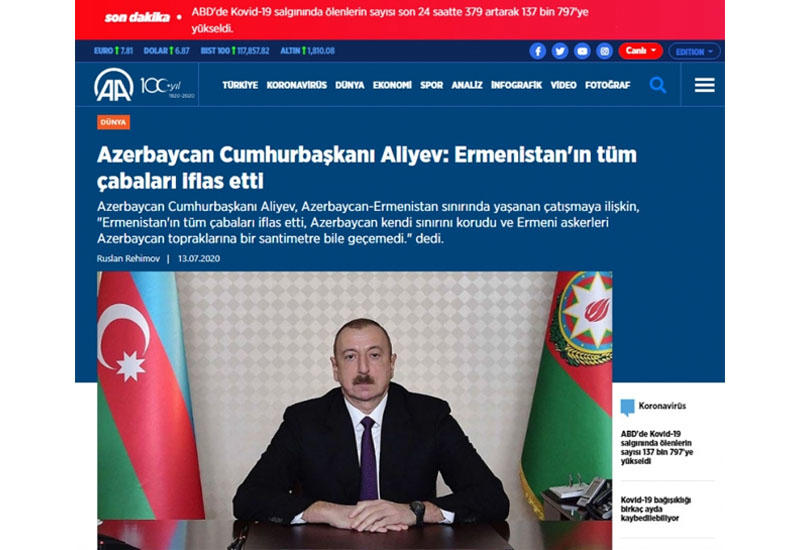 Выступление Президента Ильхама Алиева на заседании Совета безопасности широко освещено турецкими СМИ