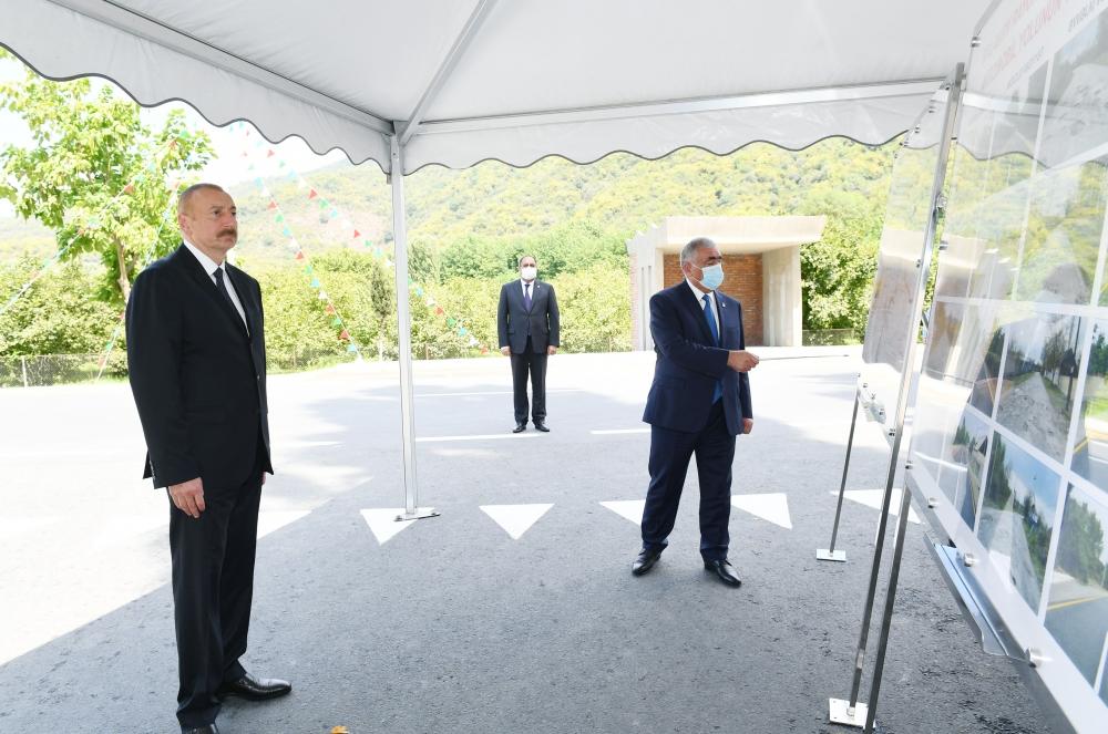 Президент Ильхам Алиев принял участие в открытии дороги Балакен-Газбина-Ититала после реконструкции